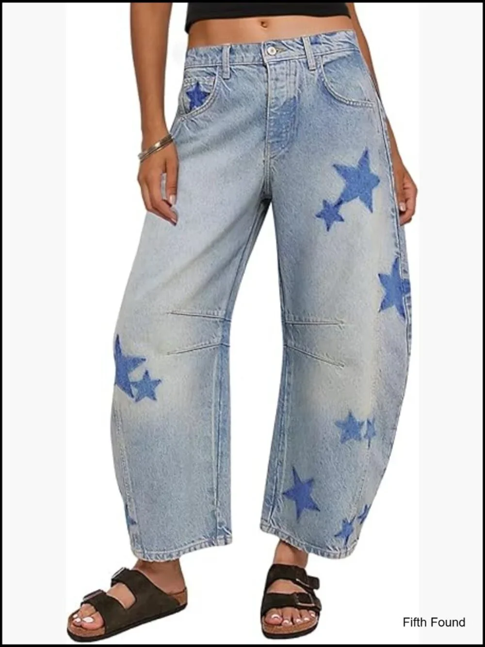 Wide Leg Barrel Jeans Distressed Vintage Boyfriend Fit Mid Rise Cotton Blend - Picture 1 of 7